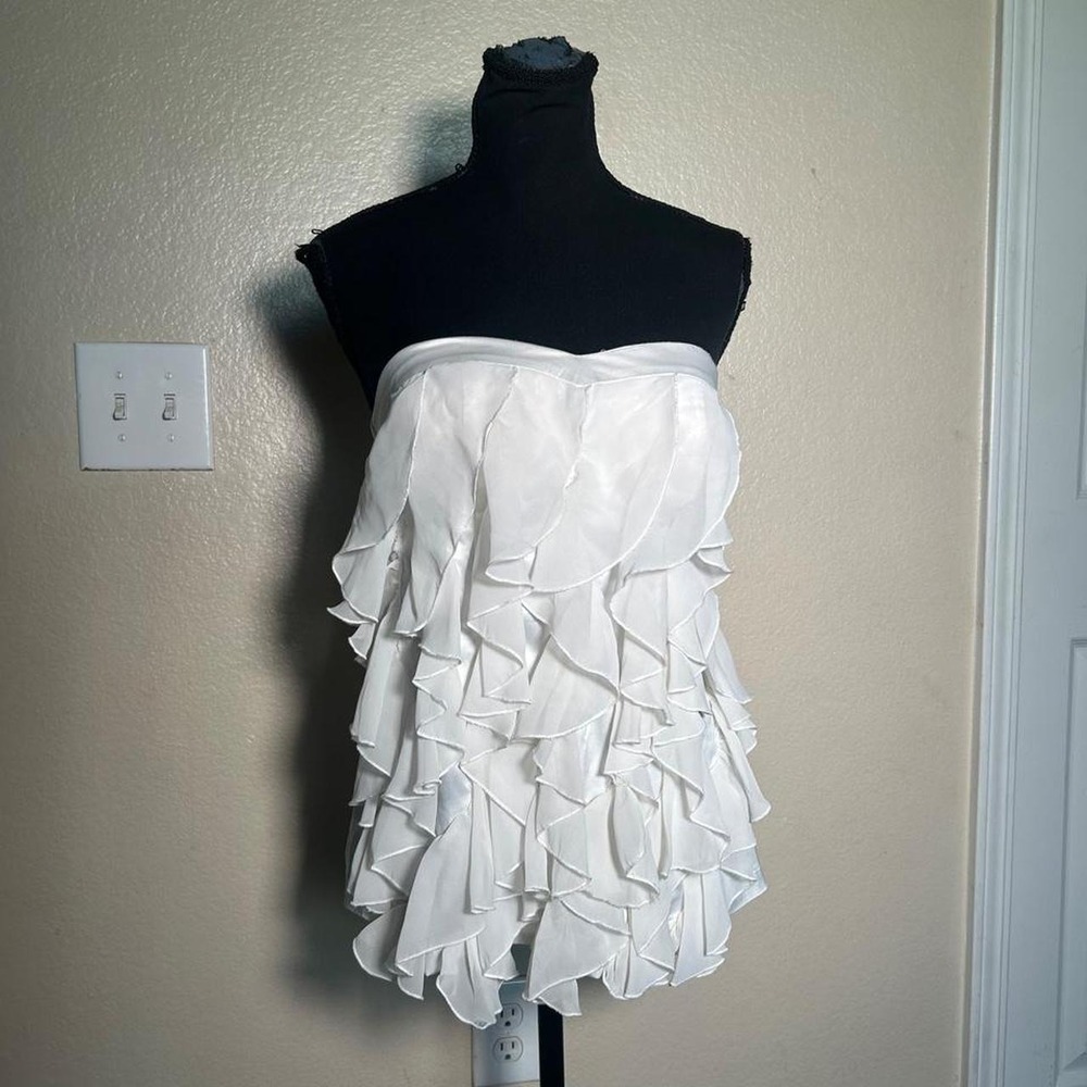 XOXO Y2K White Strapless Ruffle Top Medium Fairycore Coquette Vintage 2000s